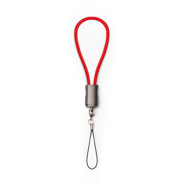 Stamina Cebuk nylon and zinc alloy charging cable in red, ready for laser engraving