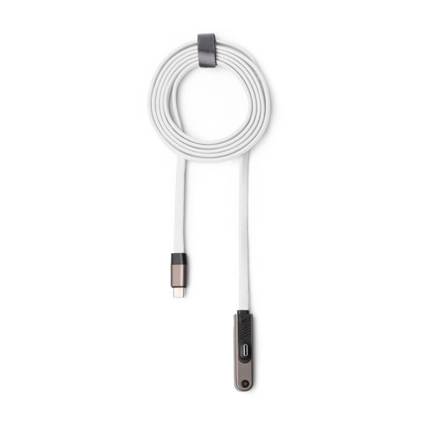 Stamina Pryor charging cable with phone stand in white, ready for laser engraving