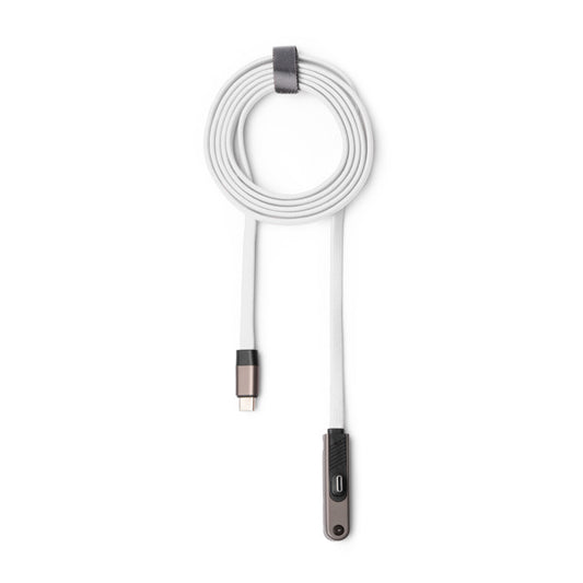 Stamina Pryor charging cable with phone stand in white, ready for laser engraving