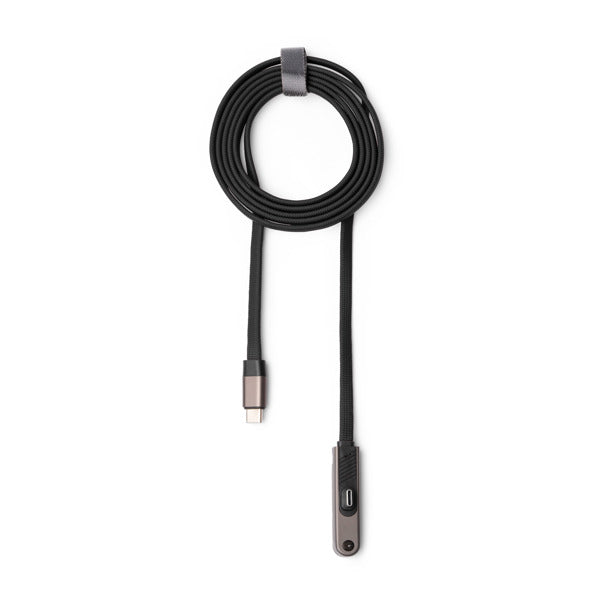 Stamina Pryor charging cable with phone stand in black, ready for laser engraving