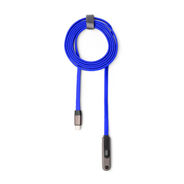 Stamina Pryor charging cable with phone stand in royal blue, ready for laser engraving