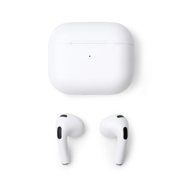 Stamina Kleiber wireless Bluetooth earbuds in white, ready for logo printing