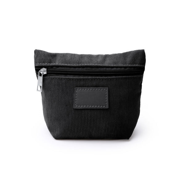 Stamina Cordix corduroy fabric toiletry bag in black, ready for laser engraving