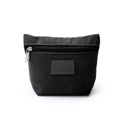 Stamina Cordix corduroy fabric toiletry bag in black, ready for laser engraving