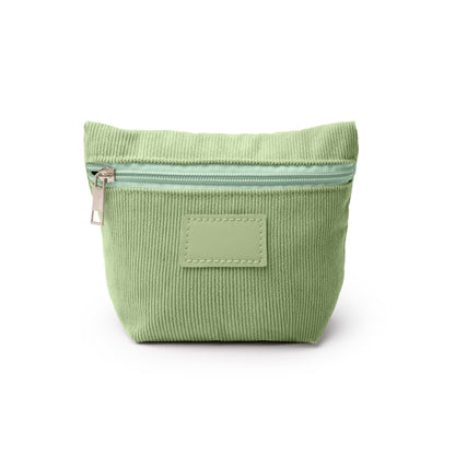 Stamina Cordix corduroy fabric toiletry bag in sage green, ready for laser engraving