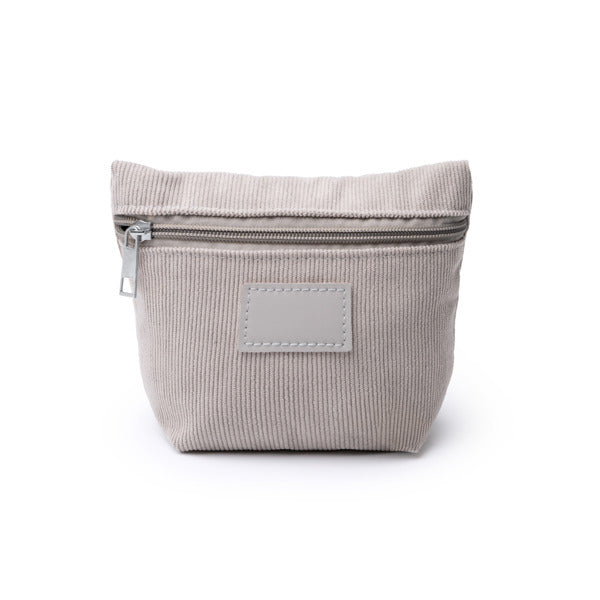 Stamina Cordix corduroy fabric toiletry bag in grey, ready for laser engraving