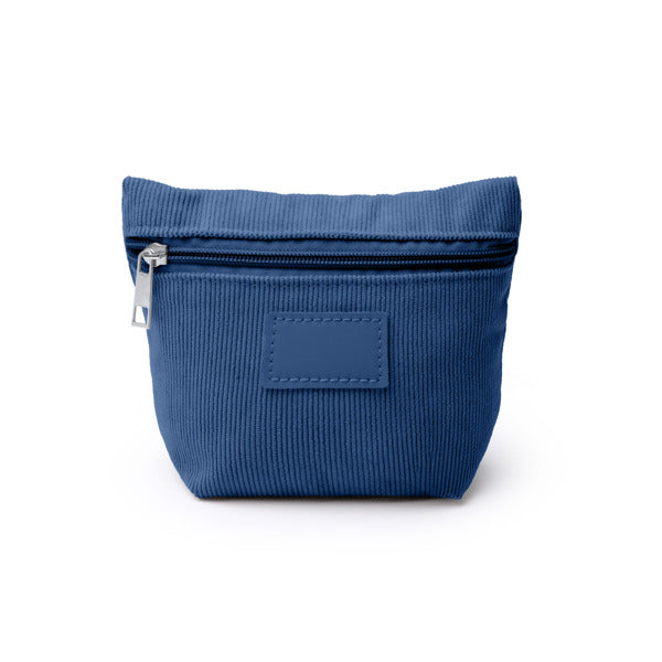 Stamina Cordix corduroy fabric toiletry bag in navy blue, ready for laser engraving