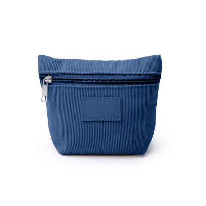 Stamina Cordix corduroy fabric toiletry bag in navy blue, ready for laser engraving