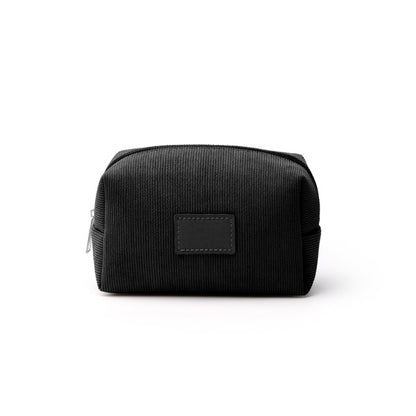 Stamina Sentil corduroy fabric toiletry bag in black, ready for laser engraving