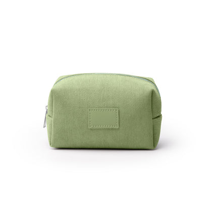 Stamina Sentil corduroy fabric toiletry bag in sage green, ready for laser engraving