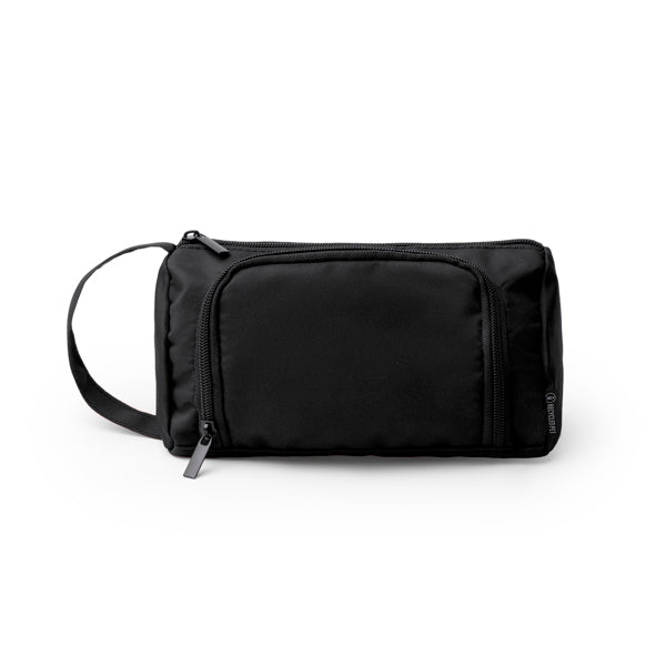 Stamina Tapiro 600D recycled RPET polyester toiletry bag in black, ready for logo printing