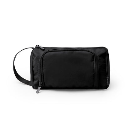 Stamina Tapiro 600D recycled RPET polyester toiletry bag in black, ready for logo printing