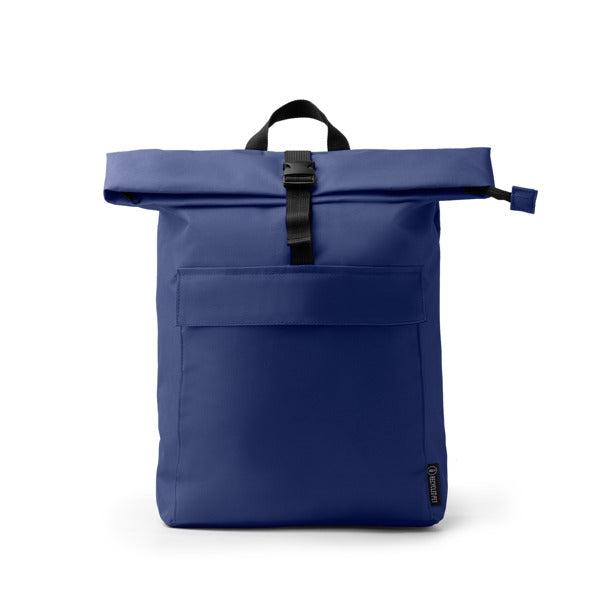 Stamina Drongo 600D recycled RPET polyester backpack in navy blue, ready for logo printing