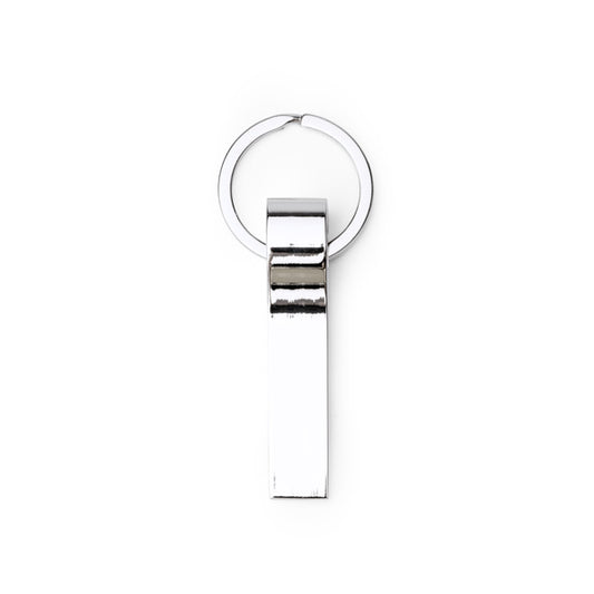 Stamina Macao metal keyring in silver, ready for laser engraving