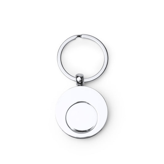 Stamina Okane round metal keyring in silver, ready for laser engraving