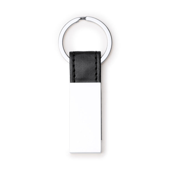 Stamina Bouler metal and PU keyring in black, ready for laser engraving