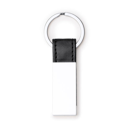 Stamina Bouler metal and PU keyring in black, ready for laser engraving