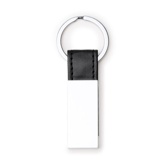 Stamina Bouler metal and PU keyring in black, ready for laser engraving