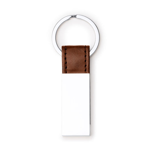 Stamina Bouler metal and PU keyring in brown, ready for laser engraving