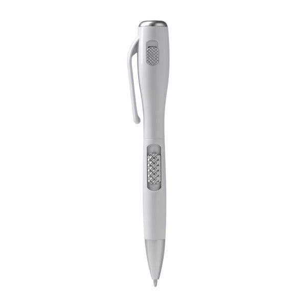 Stamina Karter aBS pen with LED torch in white, ready for logo printing