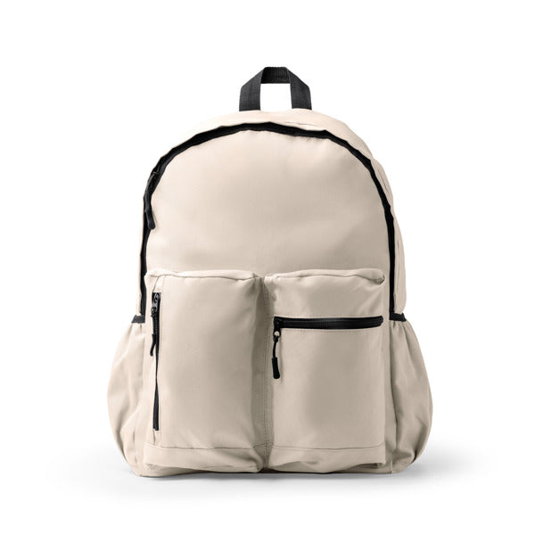 Stamina Adix 600D recycled RPET polyester backpack in beige, ready for logo printing