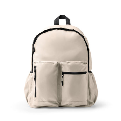 Stamina Adix 600D recycled RPET polyester backpack in beige, ready for logo printing