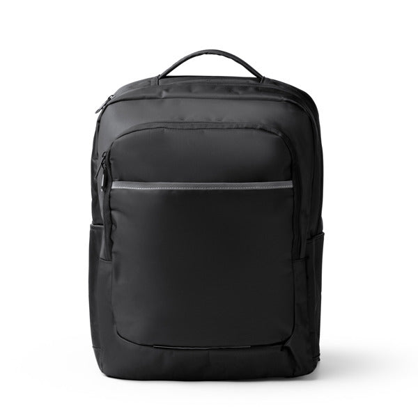 Stamina Sundar 420D recycled nylon backpack in black, ready for logo printing