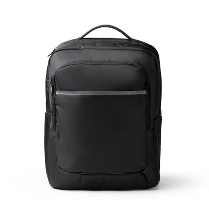 Stamina Sundar 420D recycled nylon backpack in black, ready for logo printing