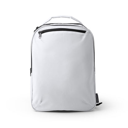 Stamina Gravel 300D recycled RPET ripstop backpack in white, ready for logo printing