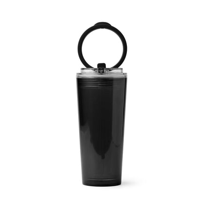 Stamina Grant translucent cup with straw 670 ml in black, ready for logo printing