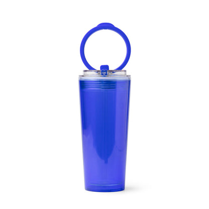 Stamina Grant translucent cup with straw 670 ml in royal blue, ready for logo printing