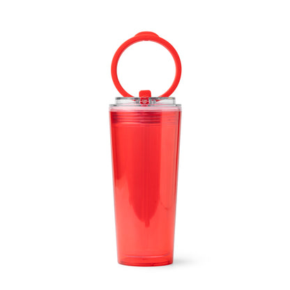 Stamina Grant translucent cup with straw 670 ml in red, ready for logo printing