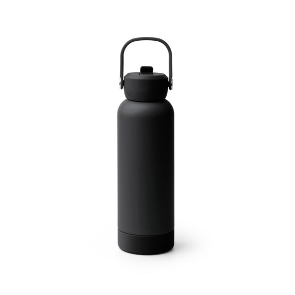 Stamina Midgar recycled steel vacuum flask with straw 730 ml in black, ready for laser engraving