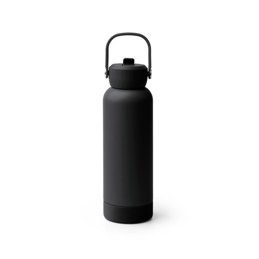 Stamina Midgar recycled steel vacuum flask with straw 730 ml in black, ready for laser engraving