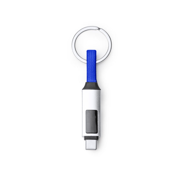 Stamina Pernik aluminium charging cable in royal blue, ready for laser engraving