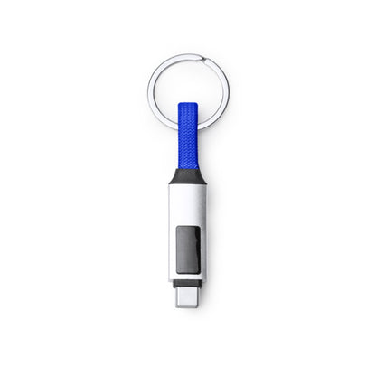Stamina Pernik aluminium charging cable in royal blue, ready for laser engraving