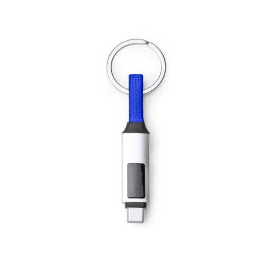 Stamina Pernik aluminium charging cable in royal blue, ready for laser engraving