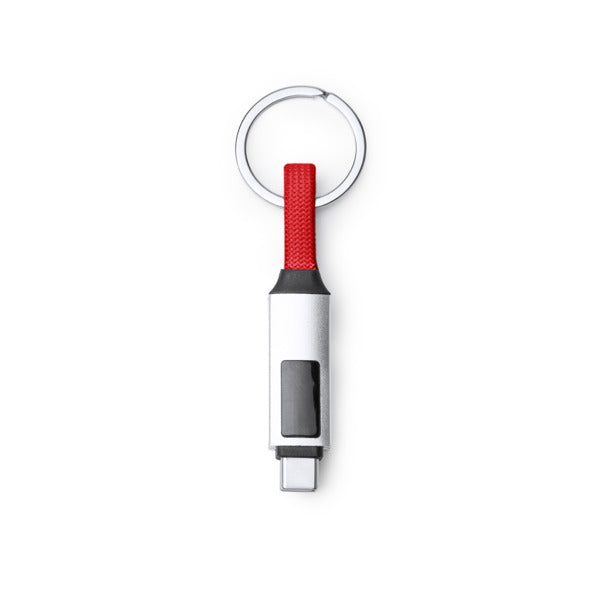 Stamina Pernik aluminium charging cable in red, ready for laser engraving