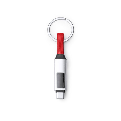 Stamina Pernik aluminium charging cable in red, ready for laser engraving