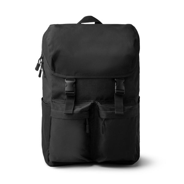 Stamina Nipons 600D recycled RPET polyester backpack in black, ready for logo printing