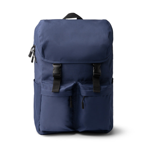 Stamina Nipons 600D recycled RPET polyester backpack in navy blue, ready for logo printing