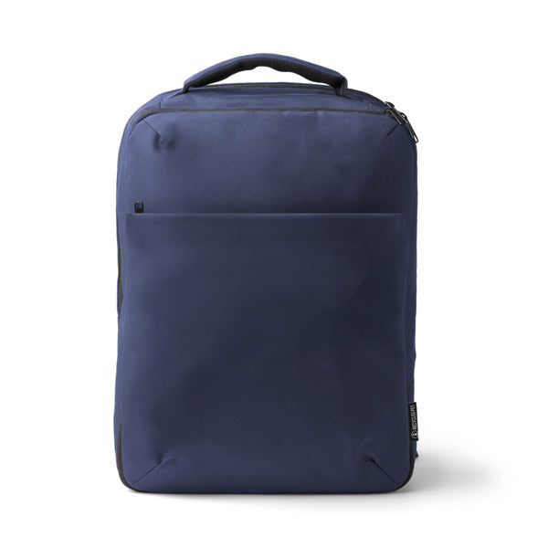 Stamina Soufler 900D recycled RPET polyester backpack in navy blue, ready for logo printing