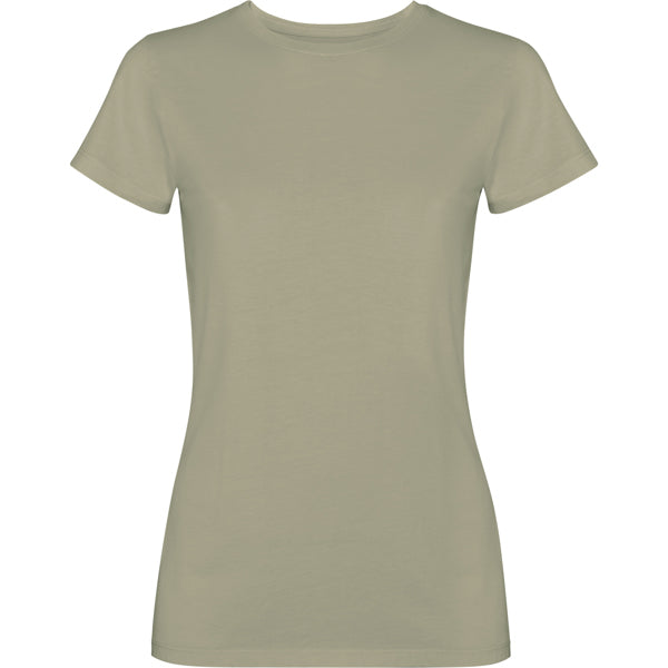 Roly Fiyi women's T-shirt in light khaki wash, ready for logo printing or embroidery