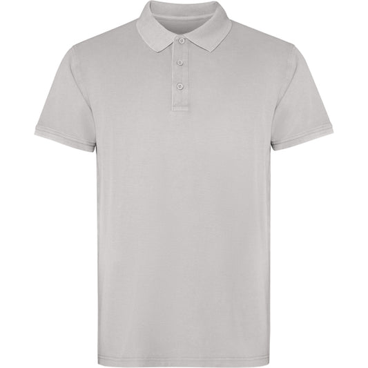 Roly Cobain unisex polo shirt in stone grey wash, ready for logo printing or embroidery