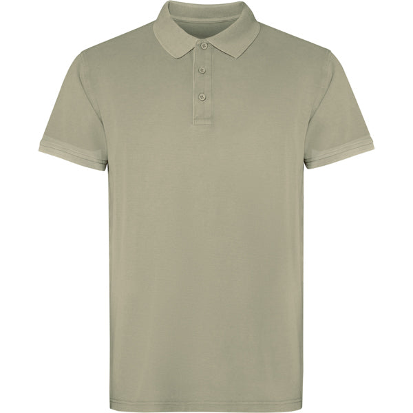 Roly Cobain unisex polo shirt in light khaki wash, ready for logo printing or embroidery
