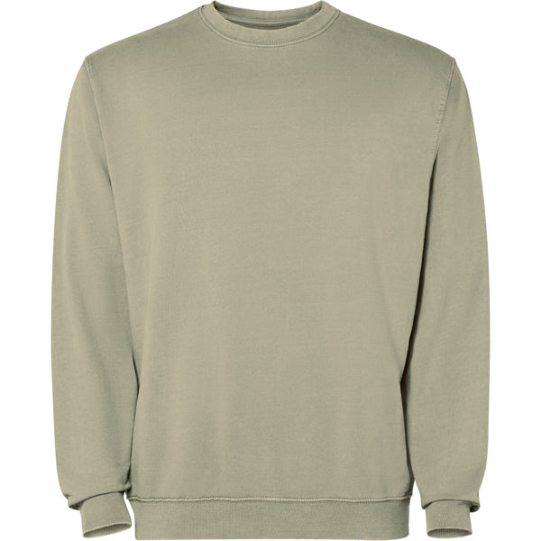 Roly Jaya unisex sweatshirt in light khaki wash, ready for logo printing or embroidery