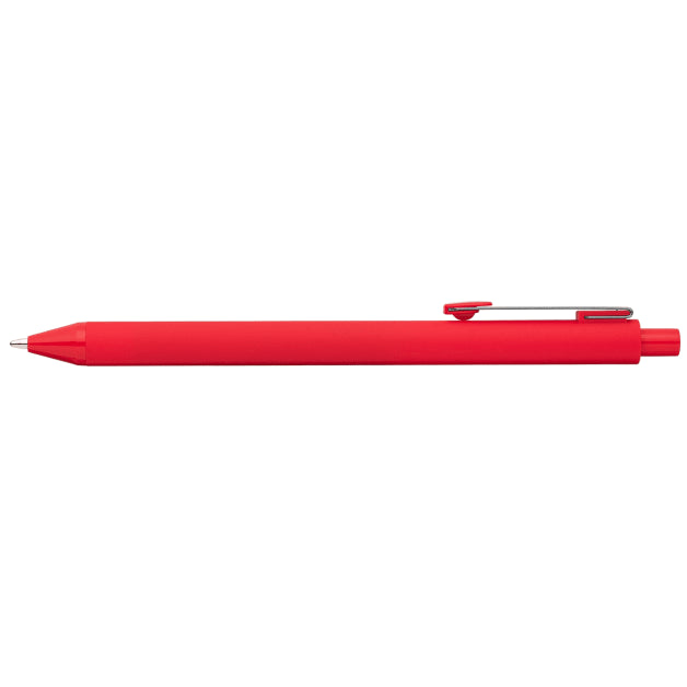 Vela Essentials Recycled Plastic Soft Touch Gel Pen promotional pen in red printed with your company logo