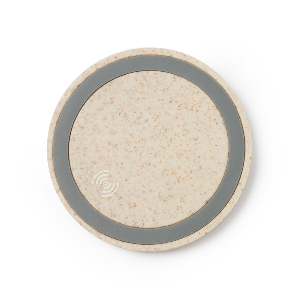Stamina Vatox wheat fibre wireless charger in beige, ready for logo printing