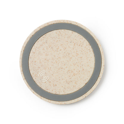 Stamina Vatox wheat fibre wireless charger in beige, ready for logo printing
