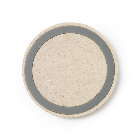 Stamina Vatox wheat fibre wireless charger in beige, ready for logo printing